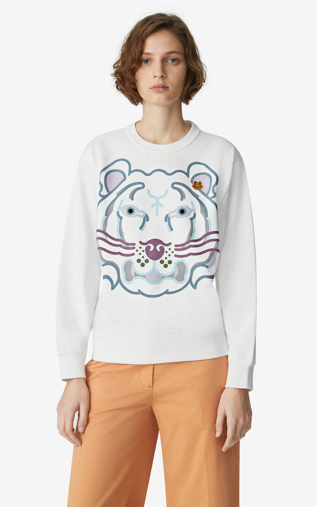 Kenzo K Tiger Sweatshirt Bayan Beyaz | 7804-EKGFT